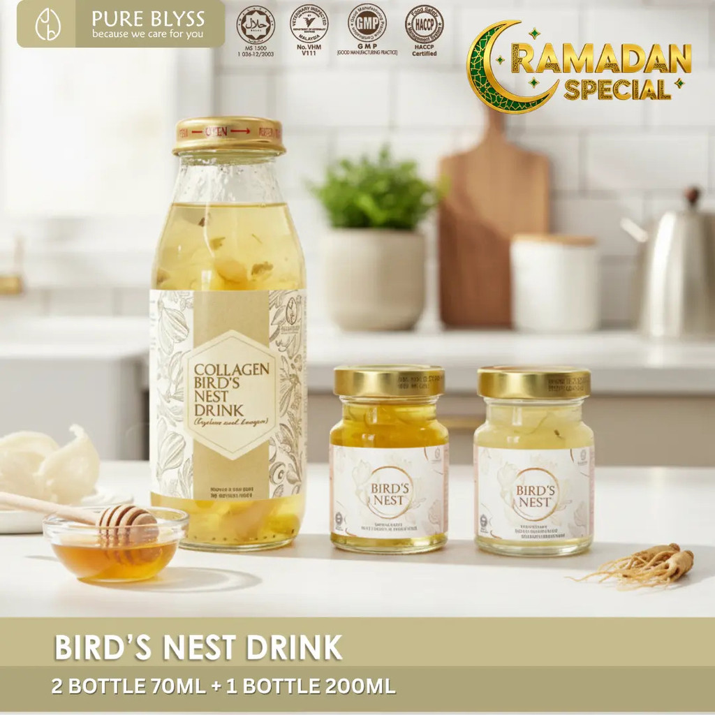 [Raya Special] Pure Blyss Bird Nest + Collagen Set – 2x70ml + 1x200ml (Random Flavour) | Sarang Buru