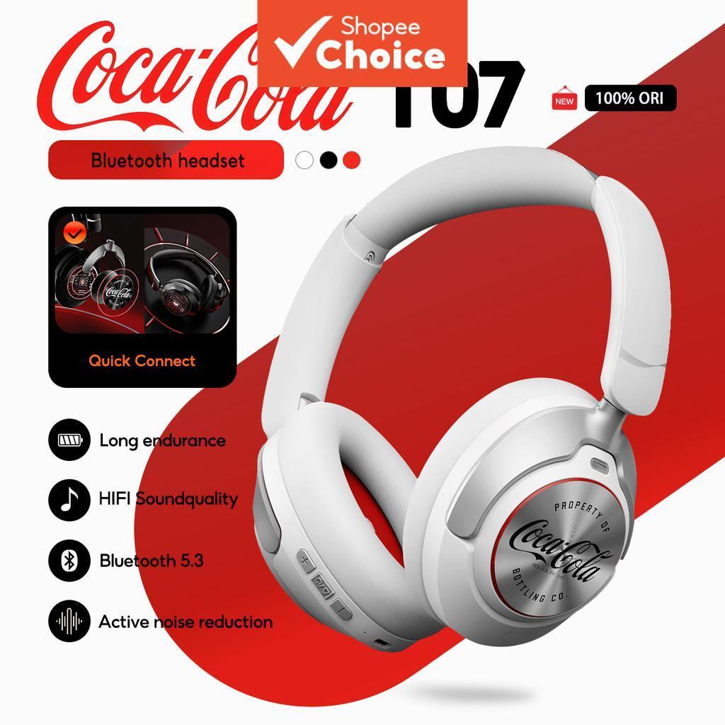 Coca-Cola T07 หูฟังไร้สาย Over-Ear 40 มม.ไดรเวอร์แบบไดนามิก ANC Active Noise Cancellation HiFi สเตอริโอ 100H เวลาเล่น HD Call หูฟังชุดหูฟัง