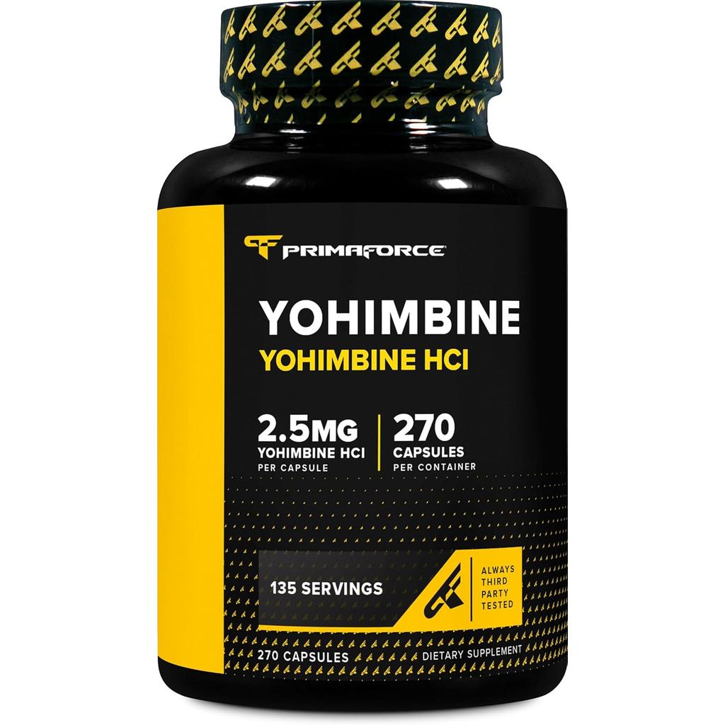 PrimaForce Yohimbine HCl 2.5mg, 270 แคปซูล - เพิ่มประสิทธิภาพและความสามารถ, ไม่มี GMO และ gluten-fre
