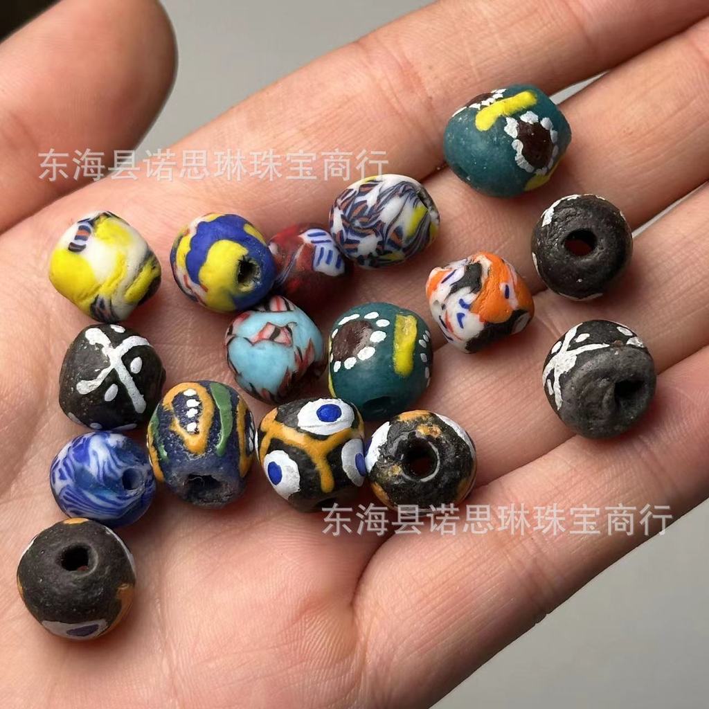 ลูกปัดแก้วมือวาดสุ่ม สำหรับทำเครื่องประดับ DIY พร้อมจัดส่งแบบหลวม