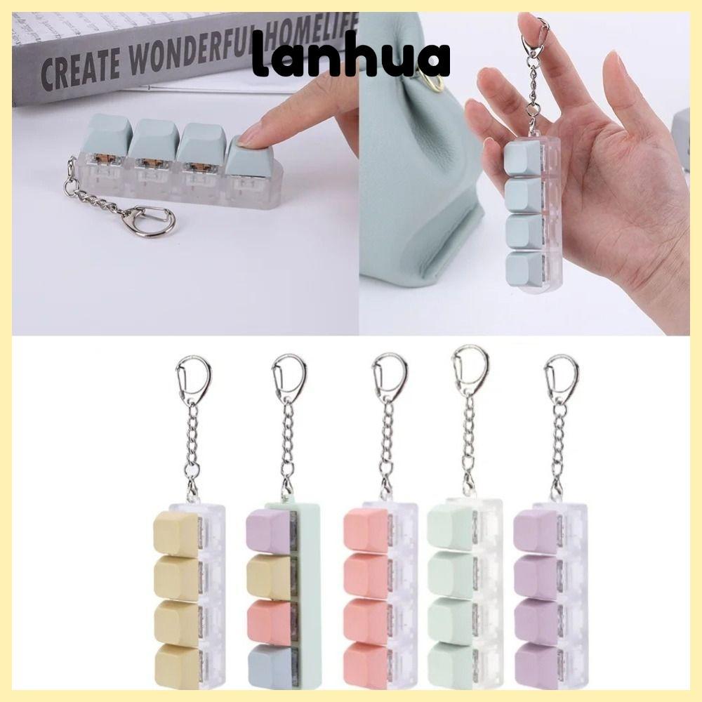 ปุ่มกดปุ่ม LANHUA, คีย์บอร์ดนิ้วบรรเทาความเครียด Keycap ของเล่นหยิก, DIY 4Keys Mechanical ปุ่ม Clicker ของเล่น
