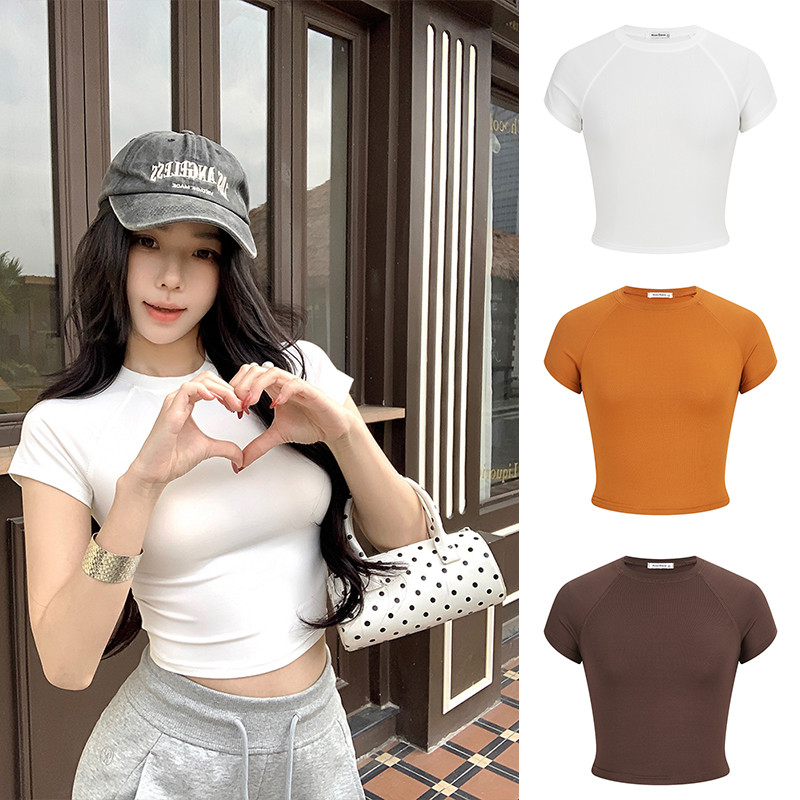 <Moses Queen> เสื้อยืดแขนสั้นสไตล์อเมริกัน ทรงตรง เข้ารูป เหมาะสำหรับฤดูร้อน