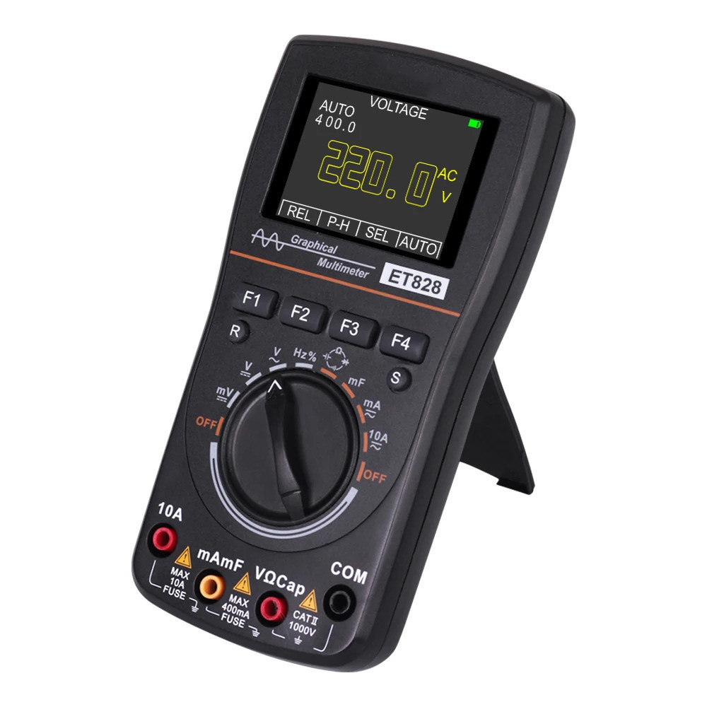 ในสต็อก ET828 2-in-1 DC 1000V มัลติมิเตอร์แบบดิจิตอล Oscilloscope