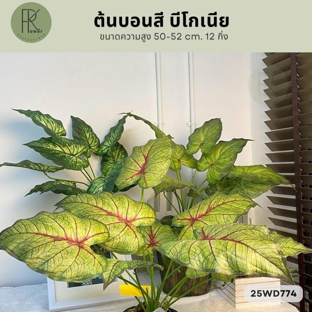ต้นบอนสี บิโกเนีย 12 ก้าน สูง 50-52 cm. ใบไม้ประดิษฐ์ตกแต่งบ้าน ลายใบโดดเด่น