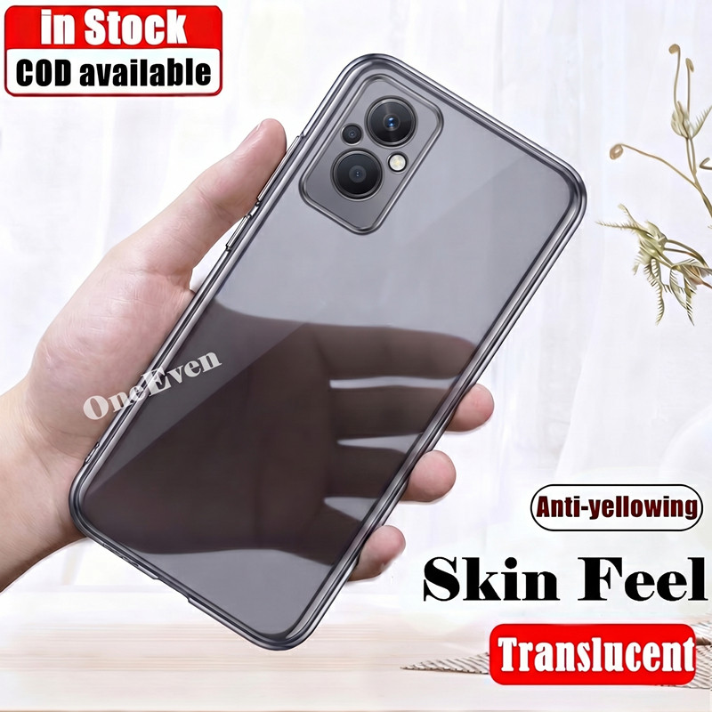 สําหรับ OPPO Reno8 Z 5G CPH2457 Silky Smooth Soft Smoky สีดําโปร่งแสงซิลิโคนสีเหลือง-Resistant Clear