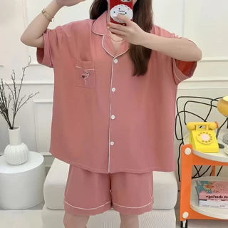 PAJAMAS HOMEWEAR ชุดนอนผู้หญิง ชุดนอนโอเวอร์ไซส์ 🎄 สีพื้น ผ้านุ่ม ใส่สบาย รอบอก 50 นิ้ว สต๊อกแน่น พร้อมส่ง W235