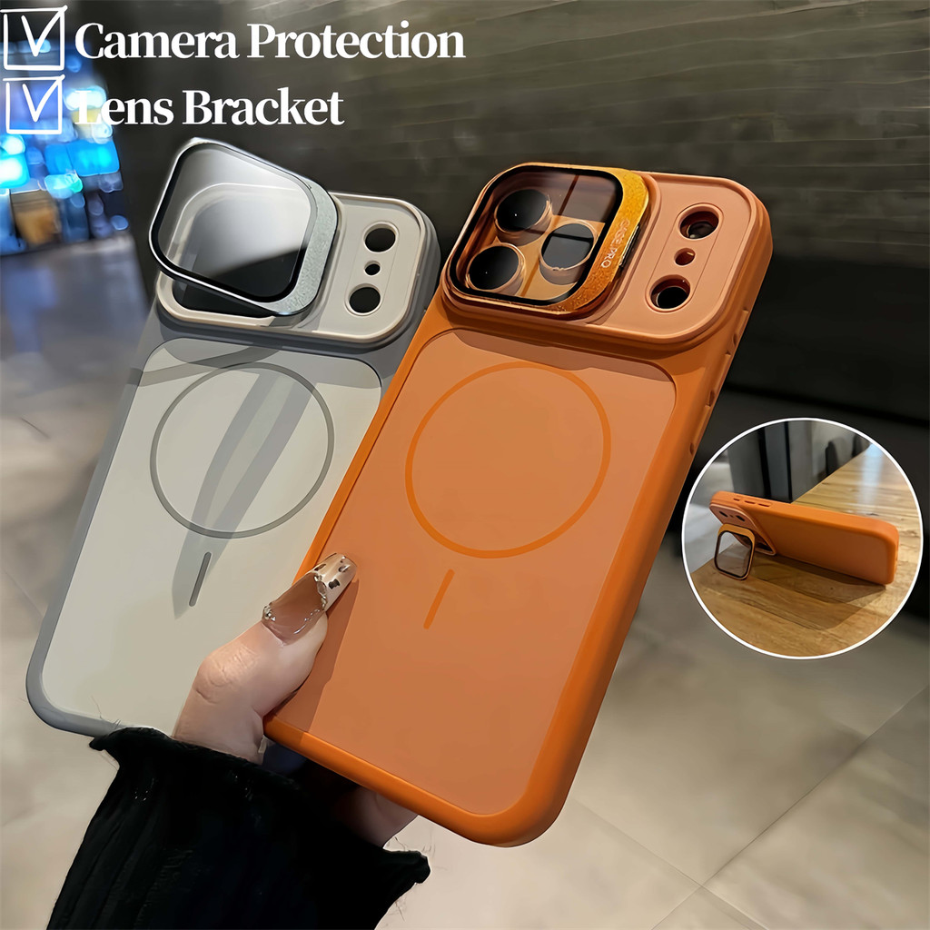 ป้องกันกล้องพลิกเลนส์วงเล็บเคสโทรศัพท์สําหรับ ไอโฟน 17 มือโปร สูงสุด 13 14 15 16 มือโปร สูงสุด 14 15 16 บวก ไฮบริด 2 ใน 1 แม่เหล็กฮาร์ดปลอกกันกระแทกฝา