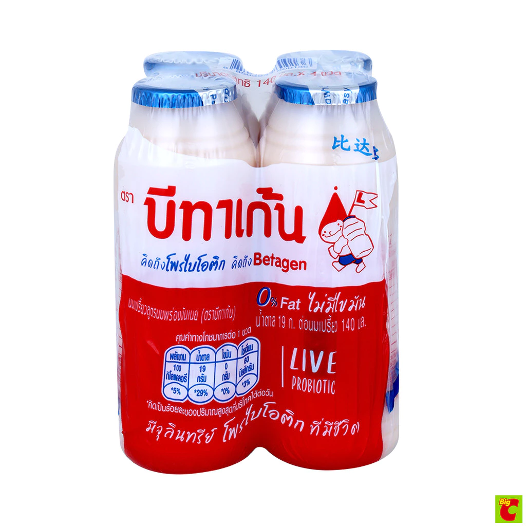 บีทาเก้น นมเปรี้ยวโยเกิร์ตพร้อมดื่ม พร่องมันเนย 140 มล. แพ็ค 4