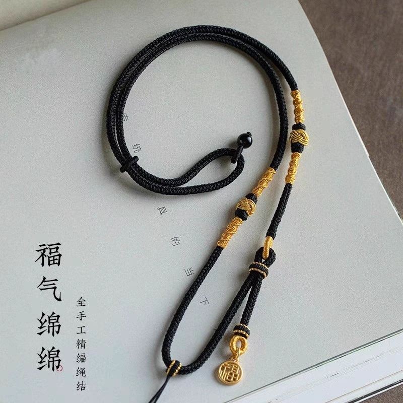 จี้ความปลอดภัยหัวเข็มขัดพร้อมเชือก ทำจากทองคำแท้ สไตล์ฝรั่งเศส รหัส 042802