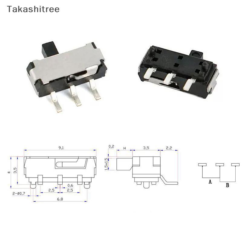 (Takashitree) 10 ชิ้น 3 ขา Mini Slide Switch On-OFF 2 ตําแหน่ง Micro Slide Toggle Switch สวิตช์สไลด์