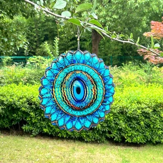 3D กระดิ่งลมแมนดารา Evil Eye กระดิ่งลมหมุน โมบายฮวงจุ้ย เสริมดวงชะตา นำโชคดี การตกแต่งโลหะ กันฝน