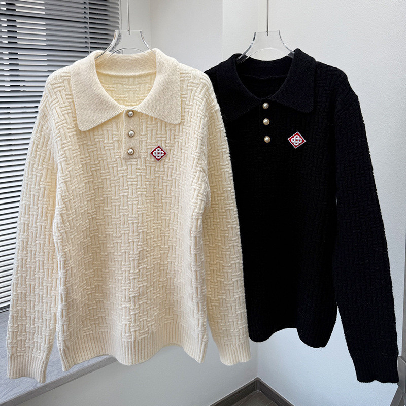 3IA9 CASABLANCA 2025New Autumn/Winter European and American Fashion Casual Simple Turn-down Collar P