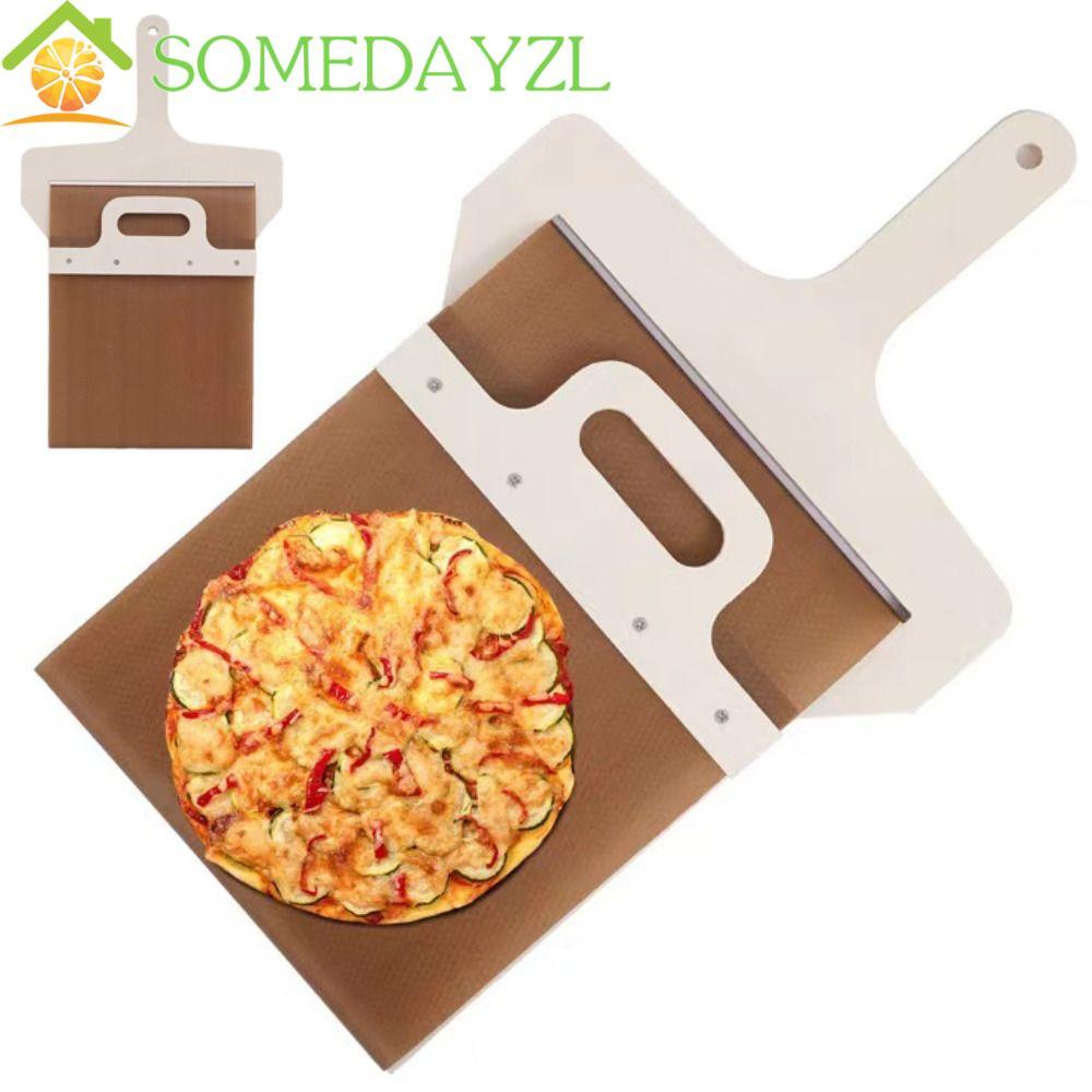 SOMEDAYZL เลื่อนเปลือกพิซซ่า, Non-Stick ไม้เลื่อนพิซซ่า Transfer Shovel, Baking Tool แบบพกพาพร้อมที่จับสบาย Grip Pizza Slider Paddle ร้านอาหารใช้