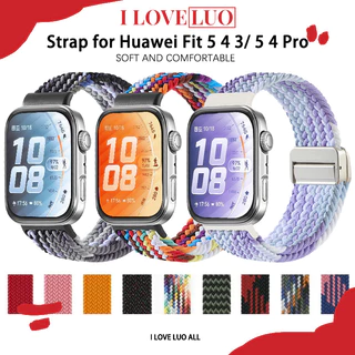 สายไนล่อนถัก for Huawei Watch Fit 5 4 3 / 5 Pro / 4 Pro แม่เหล็กหัวเข็มขัดลมหายใจกีฬาวงนุ่ม