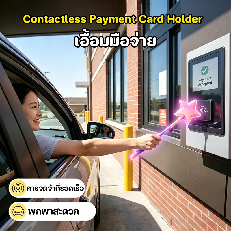 Contactless Payment Card Holder ผู้ถือบัตรเครดิต การจดจำที่รวดเร็ว พกพาสะดวก สำหรับการชำระเงินด้วยบัตรเครดิต