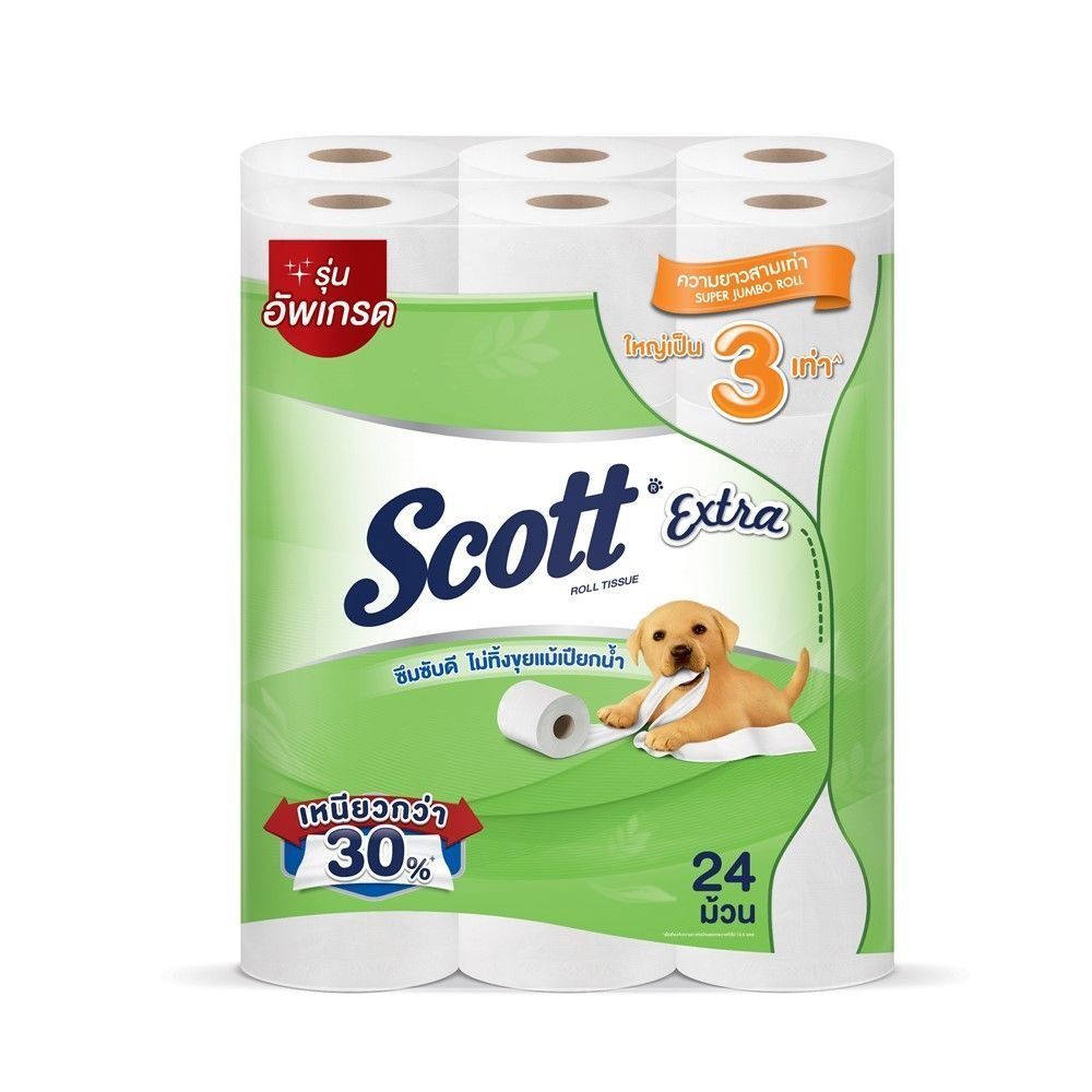 [สินค้าส่งด่วน]  สก็อตต์เอ็กซ์ตร้าซุปเปอร์จัมโบ้ 24ม้วน SCOTT EXTRA SUPER JUMBO 24 ROLLS