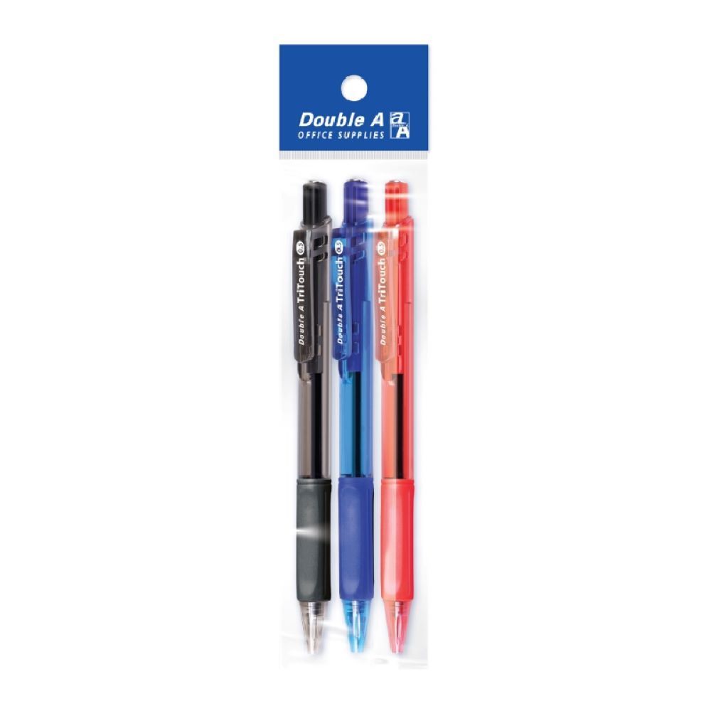 DOUBLE A ปากกาTRITOUCH 0.5มม X3 (คละแบบ) DOUBLE A TRITOUCH BALL PEN 0.5MM X3(ASSORTED)
