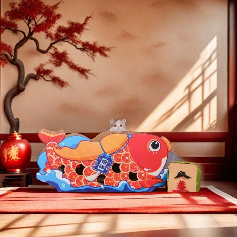 2026 อุโมงค์สไตล์ใหม่ Whale Koi โชคดี Airship พับการค้าต่างประเทศกระดาษ Cat House Litter Cat Scratch