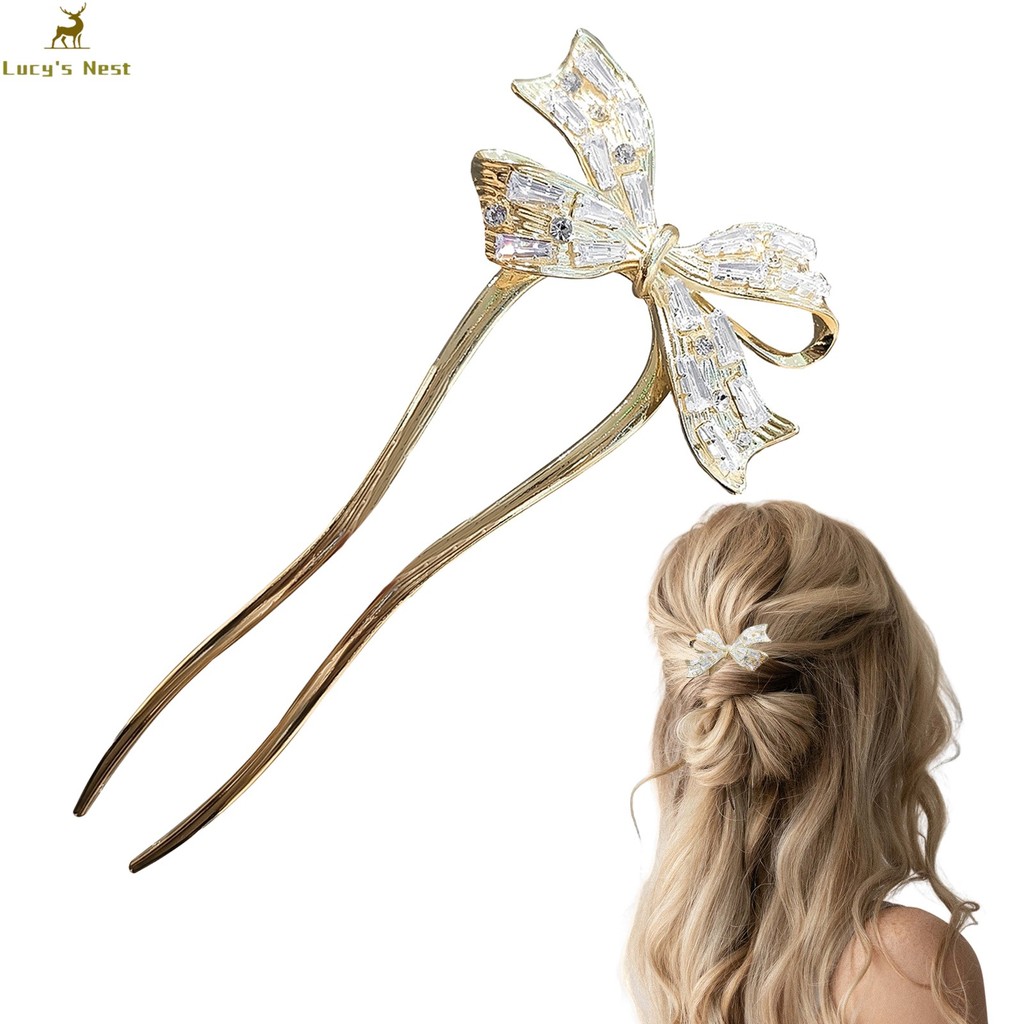 Vintage U-Shaped Hair Pins - แบบดั้งเดิม Bowknot Hair Stic ks สําหรับงานแต่งงาน