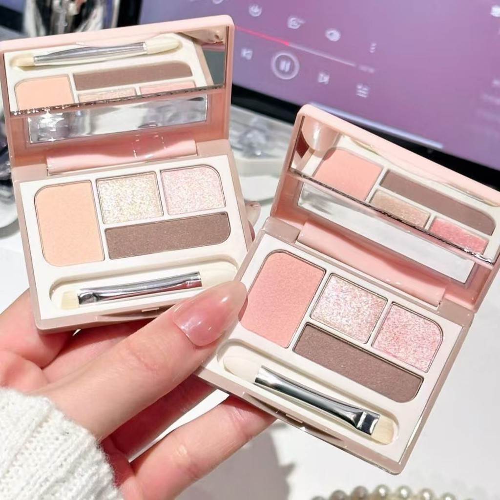 MGL.Lying Silkworm Palette Brightening to Four-Color Eyeshadow Palette Eyeliner Daily Natural Eyelin