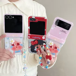 เหมาะสําหรับ Samsung Galaxy ZFlip7 zflip6 Big Faced Crying เด็กเคสโทรศัพท์ Lanyard พับ Hard Shell สําหรับ Z Flip 7 6 5 4 3 5G N3 Flip MixFlip 2 ฝาครอบป้องกัน