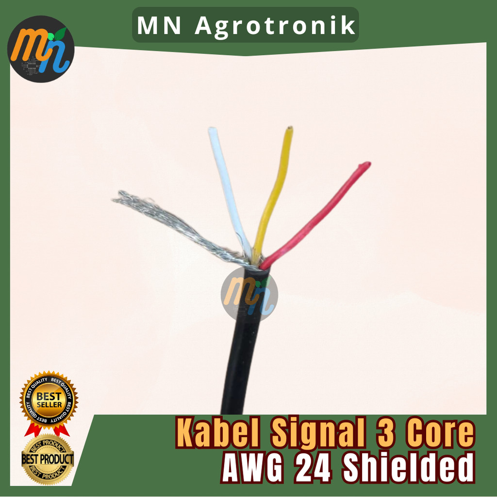 AWG 24 สัญญาณเนื้อหา 3 Core Shielded Screen Cable 3C AWG24 Strand