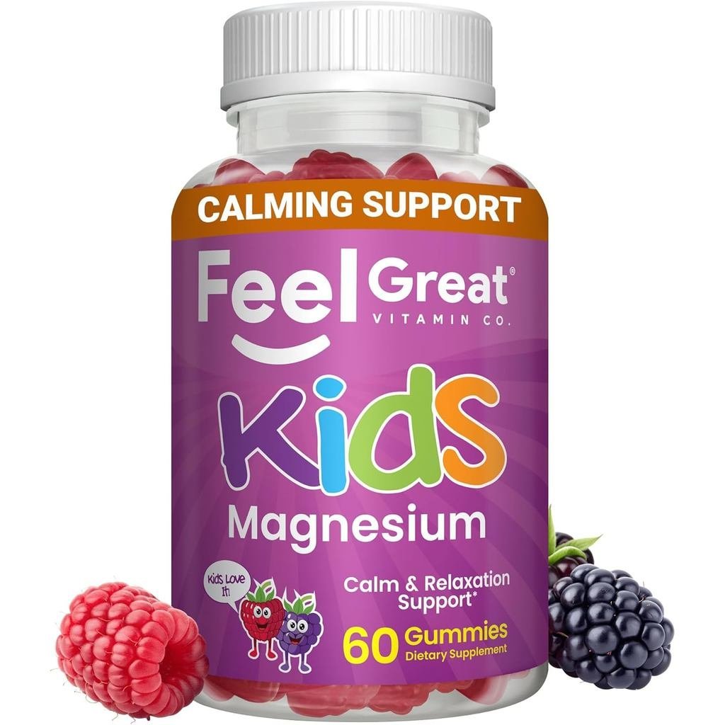 Feel Great Kids Magnesium Gummies - อาหารเสริมแมกนีเซียมสําหรับเด็ก - Magnesium Citrate Gummies - 60