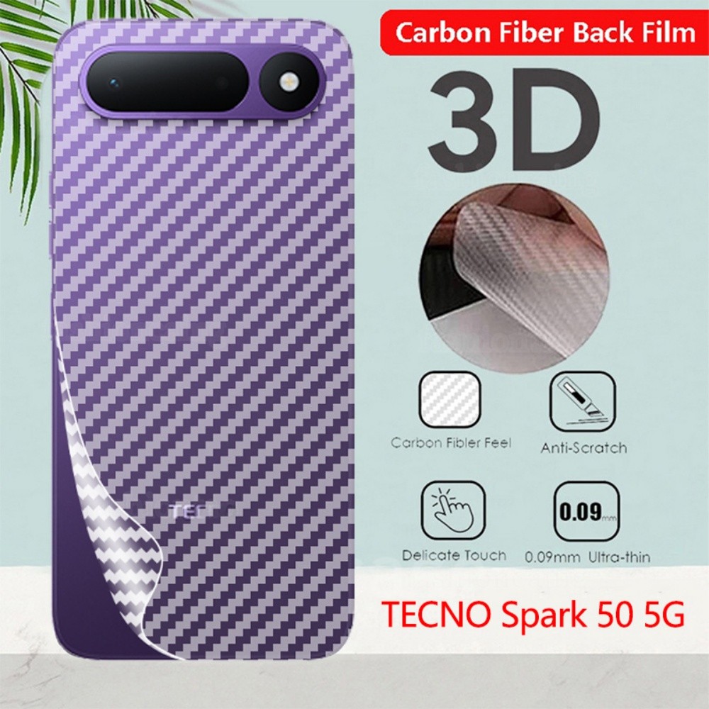Anti Slip คาร์บอนไฟเบอร์ป้องกันหน้าจอด้านหลังฟิล์มด้านหลังสําหรับ Tecno Spark 5 0 50 Pro 50Pro 50ProPlus 50C Spark50 Spark50Pro 4G 5G 2026 ไม่ใช่กระจกนิรภัย