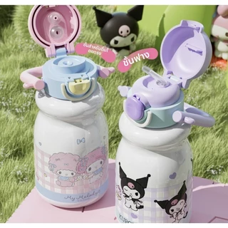 ✨ซานริโอ เด็กกระติกน้ําร้อนถ้วย540มิลลิลิตร316สแตนเลสที่มีจัดการและสายรัดนักเรียน/สาวออกนอกบ้านแบบพกพาถ้วยฉนวนกันความร้อนเย็นการจัดเก็บแบบพกพาป้องกันการรั่ว