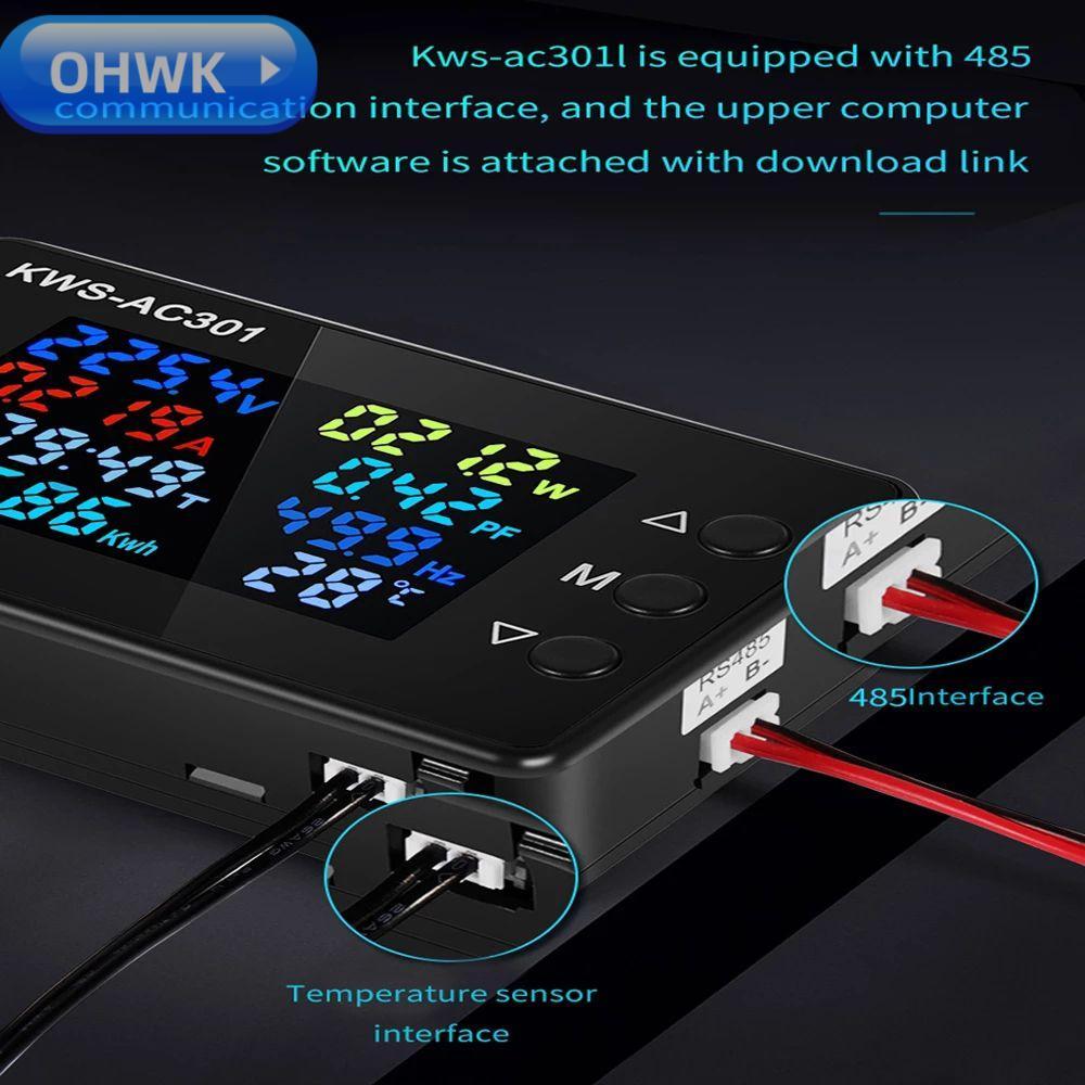 OHWK AC Wattmeter KWS-AC301 AC 50-300V 0-100A Power Energy Meter