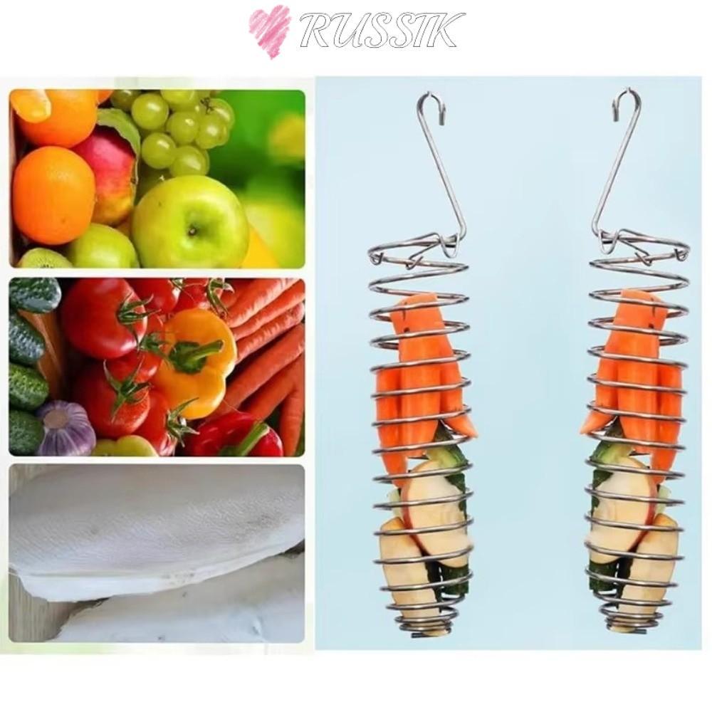 RUSSIK นกแก้ว Forager Feeder, การออกแบบเกลียวสแตนเลสนกแขวน Feeder, Forager อุปกรณ์ผู้ถือแขวนตะกร้าอาหารผักผลไม้ Feeder กรงอุปกรณ์เสริม