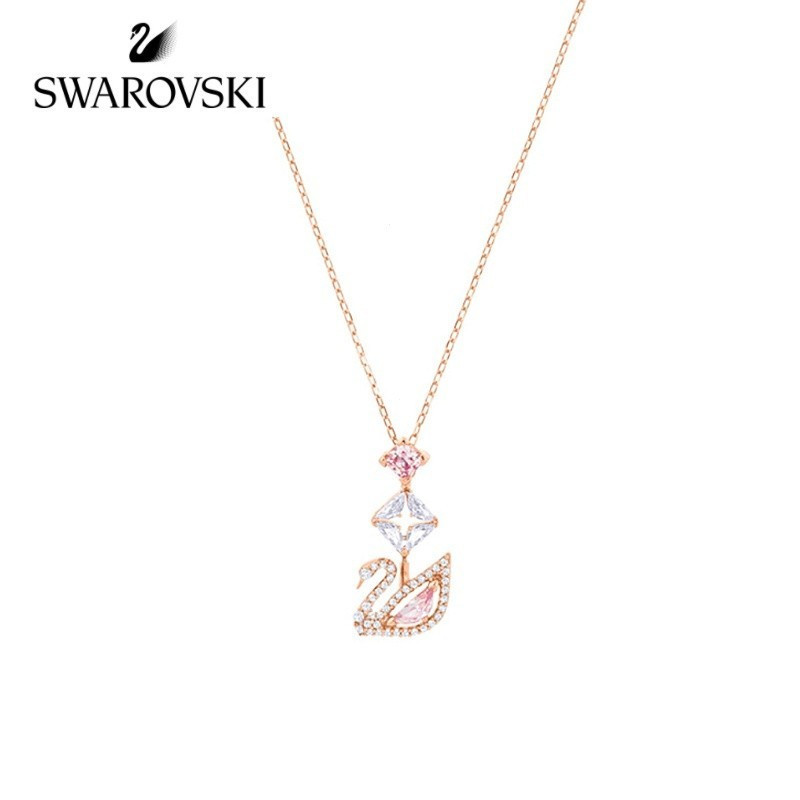 Official Store DANCING SWAN สุภาพสตรีสร้อยคอคริสตัลเครื่องประดับสร้อยคอหญิงสร้อยคอเงิน Christmas Con