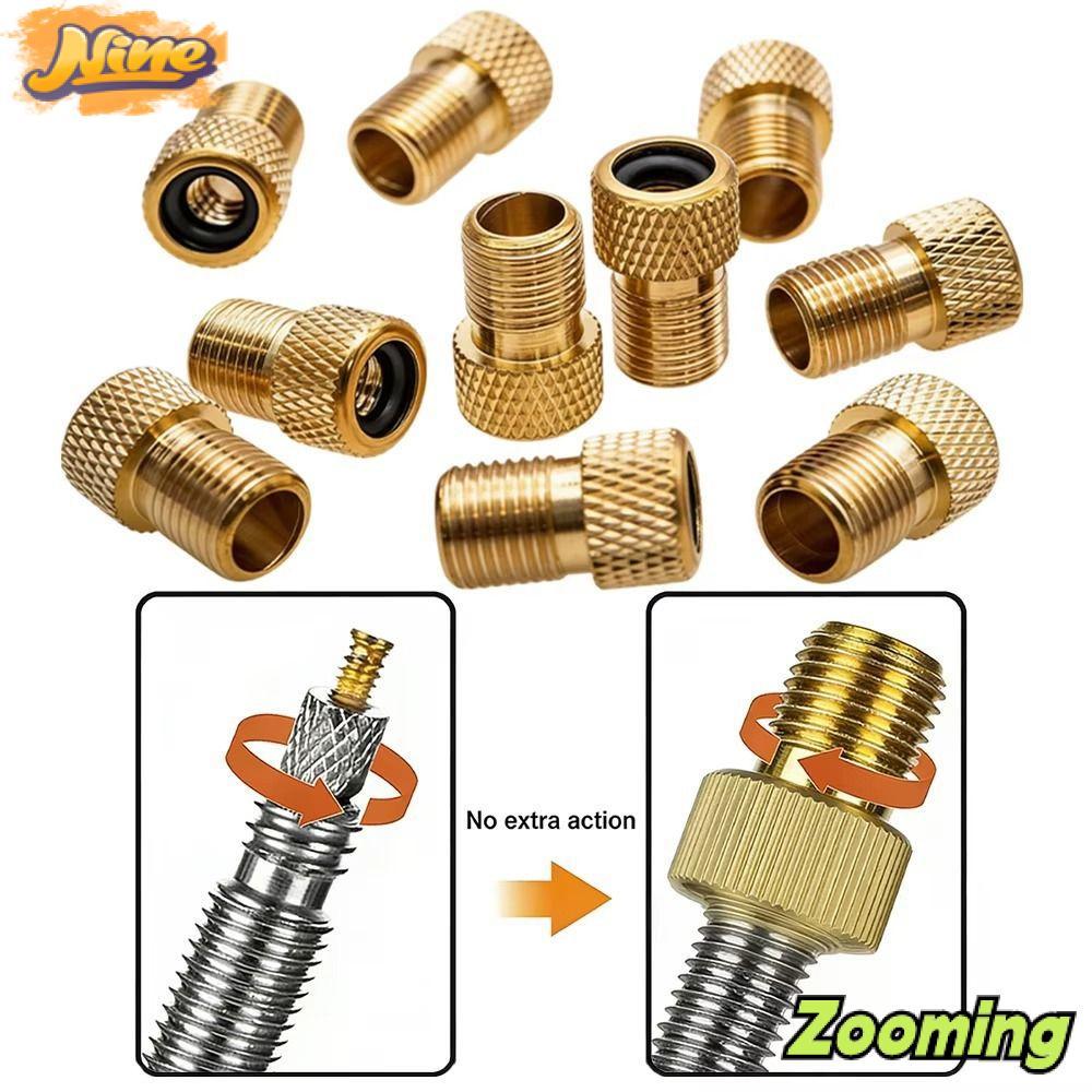อะแดปเตอร์วาล์วจักรยาน ZOOMING สีทองทองแดง จาก Presta ถึง Schrader น้ำหนักเบา