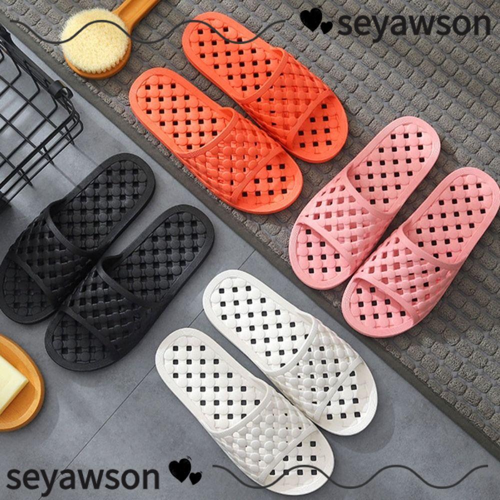 รองเท้าแตะในห้องน้ํา SEYAWSON, รองเท้าแตะ PVC กันลื่น, คู่แบนคุณภาพสูงแห้งเร็วรองเท้าแตะกลวงออกโรงแรมอาบน้ํา