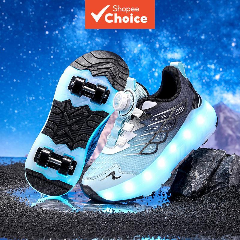 Youth Kids Heelys Roller Shoes, แฟชั่นอินเทรนด์ Street Cool Usb รองเท้ามีไฟ Led แบบชาร์จไฟได้, ของขว