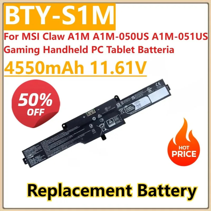 ใหม่ BTY-S1M แบตเตอรี่ 4550mAh 11.161V สําหรับ MSI Claw A1M A1M-050US A1M-051US Gaming Handheld PC แ