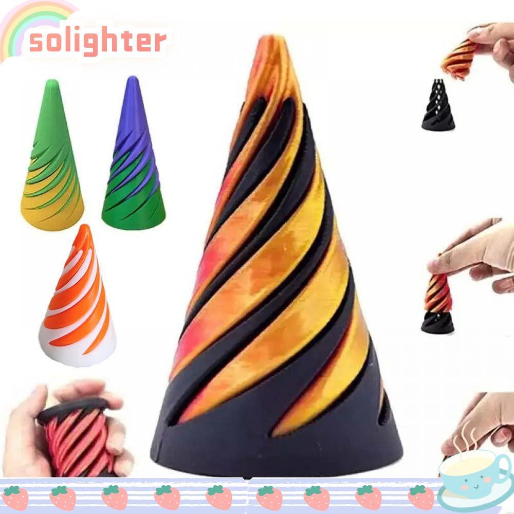 SOLIGHTER Spiral Cone Fidget Toy, Impossible Math Games พิมพ์เกลียวกรวยของเล่น,เครื่องประดับตกแต่งกา