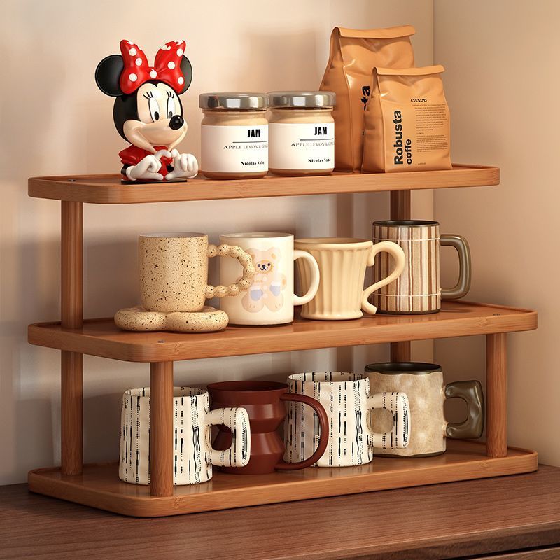 Desktop Storage Shelf Dustproof Cup Teapot Holder Small Tea Table Display Rack