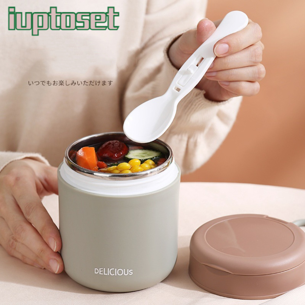IUPTOSET ถ้วยอาหารเช้าฉนวน,ชามซุปปิดผนึกถ้วยโจ๊กฉนวน-อาหาร-กระปุก,สูญญากาศ304สแตนเลสแบบพกพาปากกว้างกล่องอาหารกลางวันความร้อนสําหรับร้อน-อาห