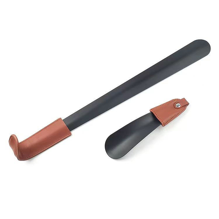สแตนเลส Shoehorn ตะขอโค้ง ด้ามจับหนัง ด้ามจับยาว ขนาดต่างๆ