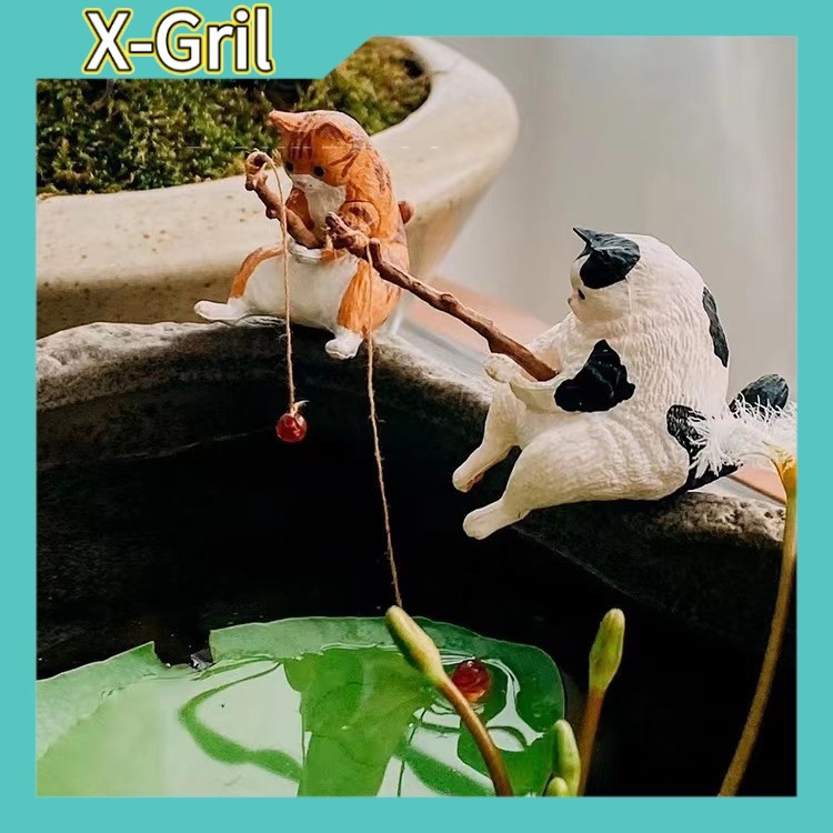 ตุ๊กตาแมวตกปลา 🎣 น่ารัก 🥰 สวน 🌳 ตกแต่งรถ 🚗 ของขวัญ 🎁A00322