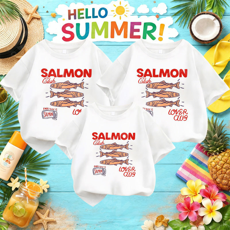 พร้อมส่ง&จัดส่งภายใน 24 ชม.) RINA STUDIO Retro American Beach Style Family Couple T-Shirt Set with S