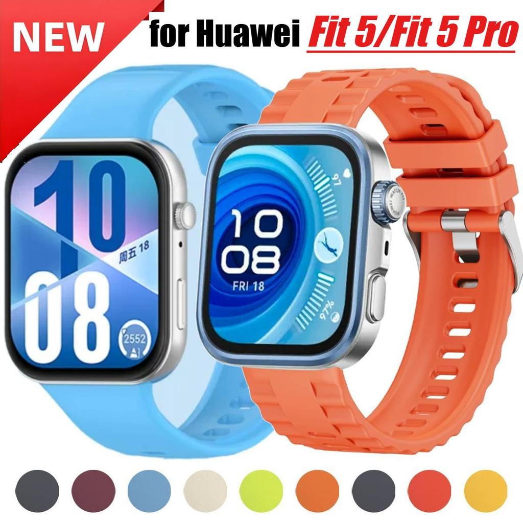 ซิลิโคนนุ่มสายสีสําหรับ Huawei Fit5 FIT 5 Pro นาฬิกา Fit 4 Fit3 สายรัดเปลี่ยนสร้อยข้อมือกีฬา Huawei Watch Fit 4 Pro สายคล้อง