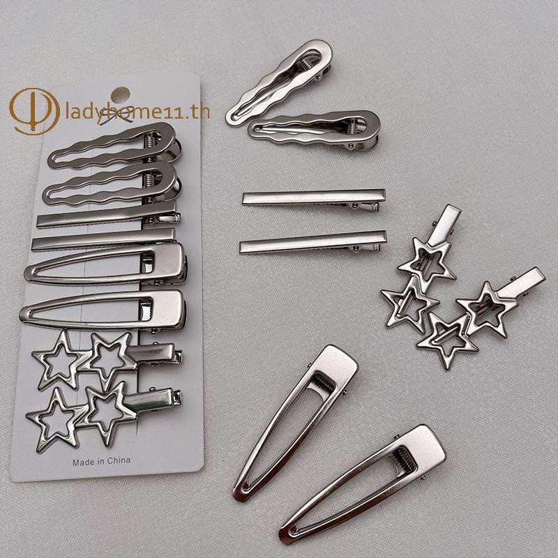 ONELADY 8pcs สาวผม Pins โลหะเงิน Dubill คลิปผู้หญิงคลิปผมด้านข้าง Bangs หญิงสุภาพสตรี Barrettes อุปกรณ์เสริมผม TH