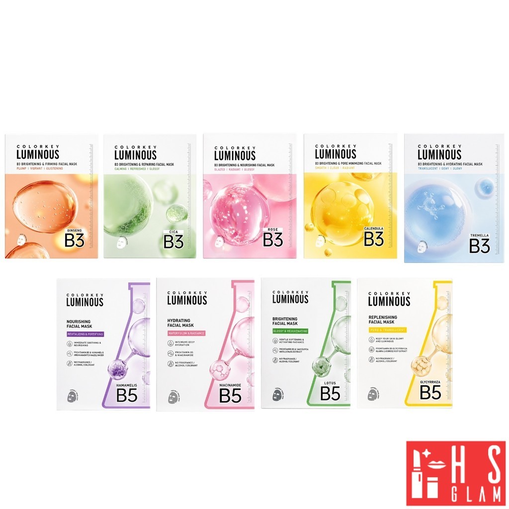 COLORKEY LUMINOUS FACIAL MASK B5 คัลเลอร์คีย์ ลูมินัส มาส์กหน้า แผ่นมาส์ก ชุ่มชื้น 1 กล่อง10 แผ่น