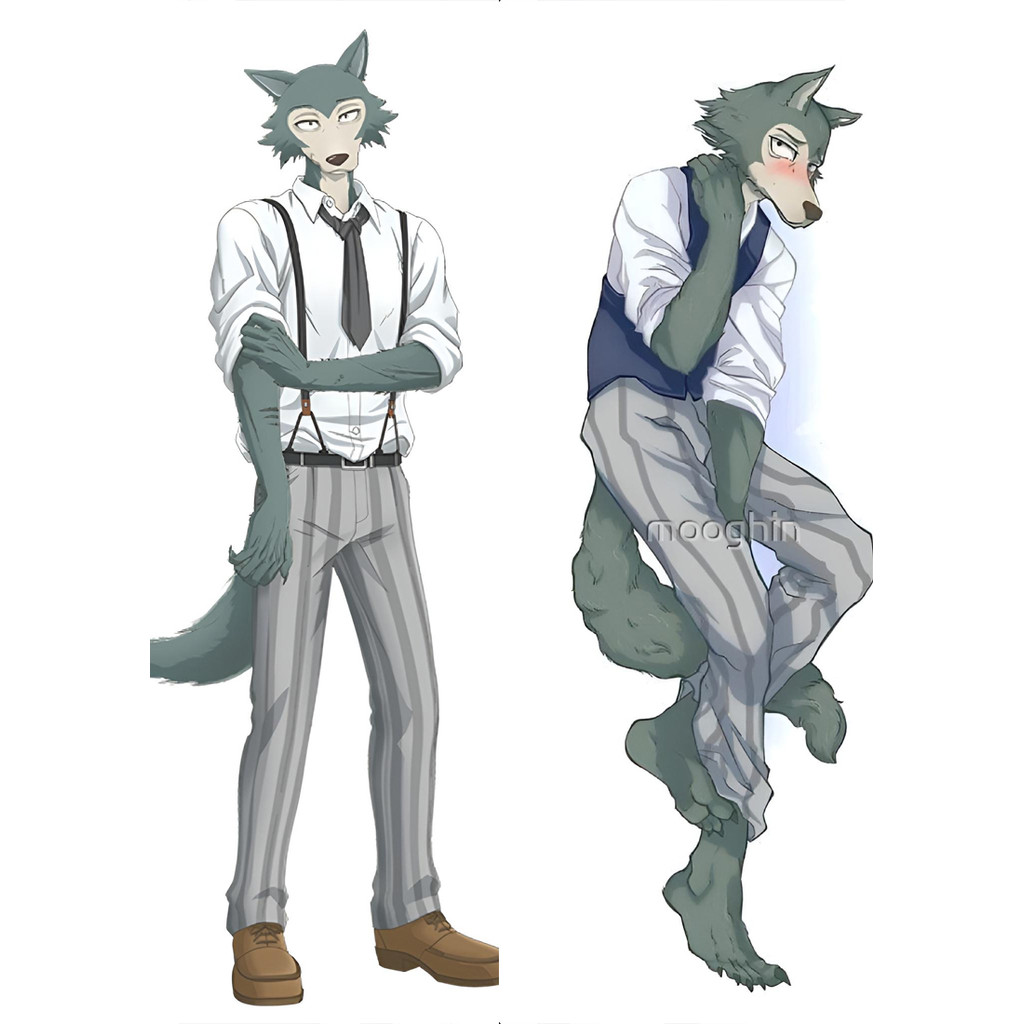 Dakimakura Waifu Furry สีเทาหมาป่าปลอกหมอน 2 ด้านพิมพ์อะนิเมะตกแต่งหมอนปลอกหมอนอิง