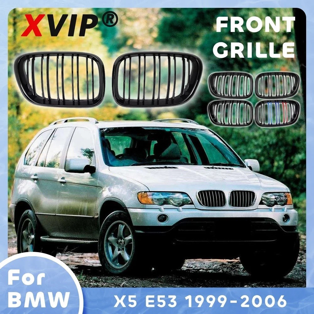 XPVIP Dual Slats Grille สําหรับ BMW 4D X5 E53 1999-03 04 05 06 Glossy Black Matte Black Glossy M-Col