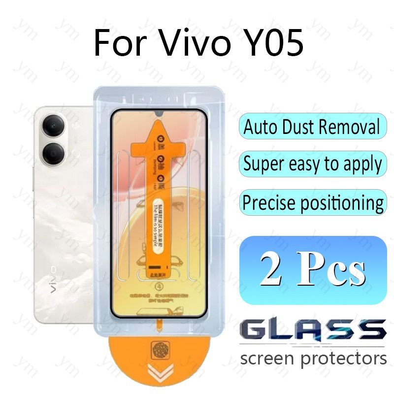 2 ชิ้น ฟิล์ม ฟิล์มกระจก Vivo Y05 HD One-คลิกกระจกนิรภัยป้องกันหน้าจอฝุ่นฟรี Simple Paste ฟิล์มสําหรับ Vivo V70 V60 V50 V40 Lite Y05 Y11d Y04 Y21d Y19s Y29 Elite FE