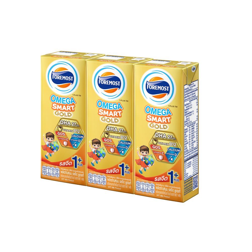 [สินค้าส่งด่วน] โฟร์โมสต์โอเมก้าโกลด์1+รสจืด180มล แพ็ค 3 FOREMOST OMEGA GOLD 1+ UHT PLAIN 180 ML. PA