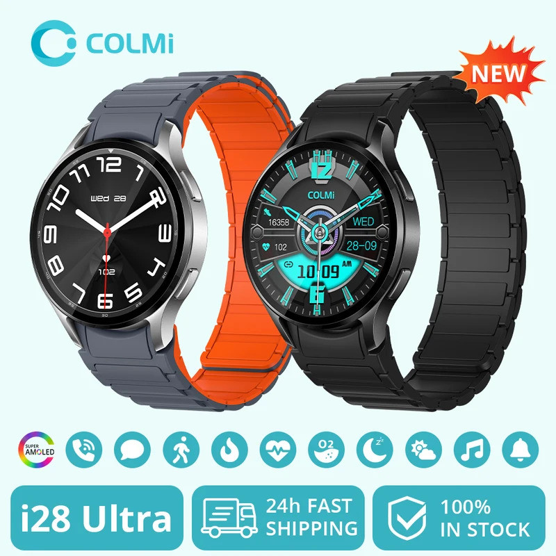 COLMI i28 Ultra AI สมาร์ทวอทช์จอแสดงผล AMOLED, AI Da-GPT ในตัว, สวดมนต์มุสลิม, นาฬิกาบลูทูธโทร, สมาร